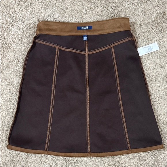 Chaps Brown Vegan Suede Button-Front Mini Skirt SKU1133 - Picture 6 of 10